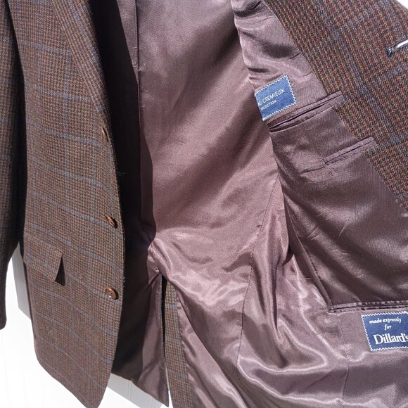 DANIEL CREMIEUX Blazer Mens 38S Brown Sport Coat Jacket Classic Houndstooth Vtg - Picture 9 of 15